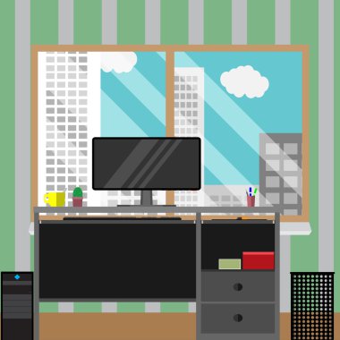 Görünüm penceresi işletme binası ile iş yerinde