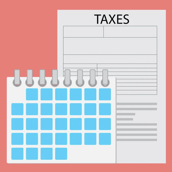 Czas zapłaty podatku. Kalendarz i papier dokument — Wektor stockowy