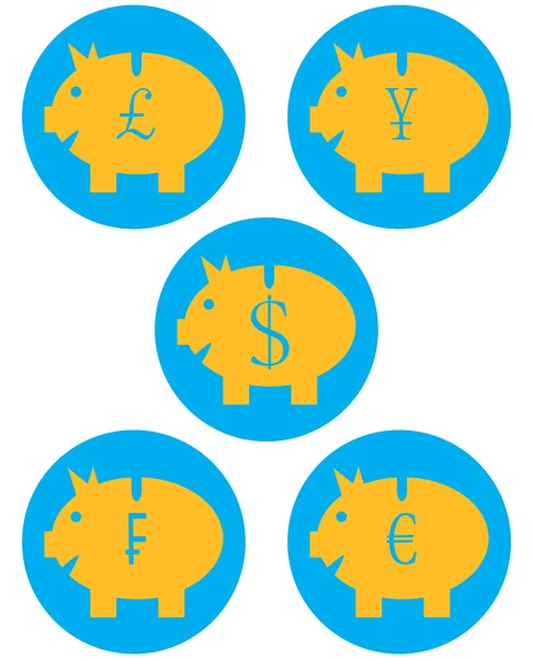 Set of piggy bank color icon — Stock Vector