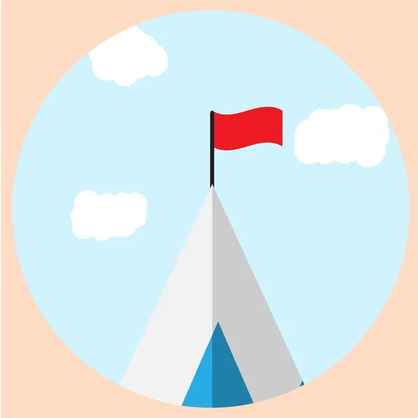 Bayrak hedef simgesi ile dağın tepesine — Stok Vektör