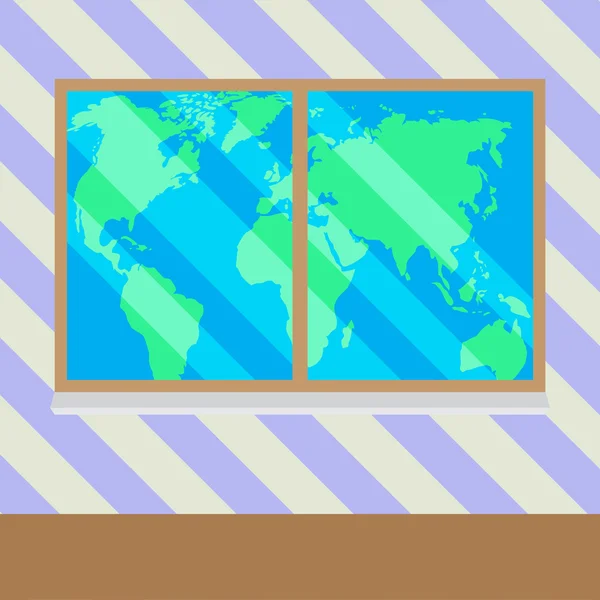 Map of  world from window vector — Stock Vector