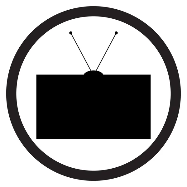 Ícone de TV vetor branco preto — Vetor de Stock