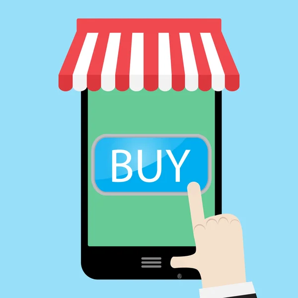 Comprar usando um smartphone — Vetor de Stock