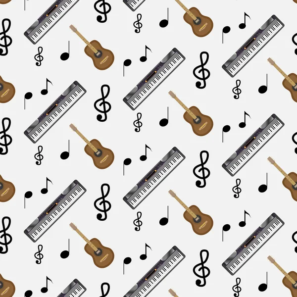 Pattern guitar synthesizer and notes — Stock Vector