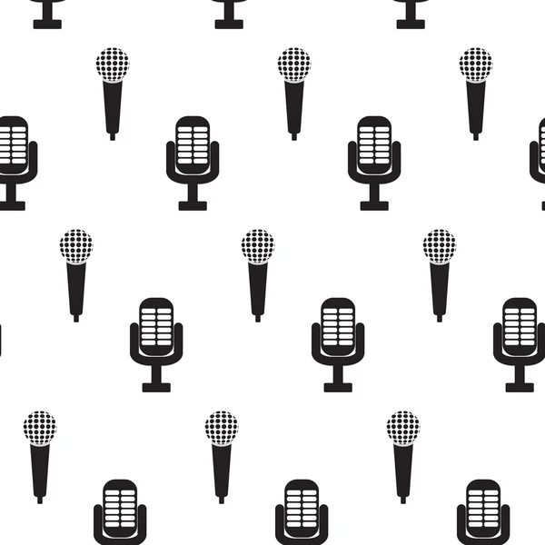 Vintage monochromes Mikrofon nahtloses Muster — Stockvektor