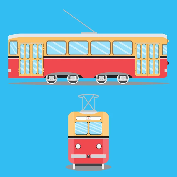 Retro tram flat — Stock Vector