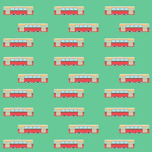 Nahtloses Muster mit Retro-Straßenbahn — Stockvektor