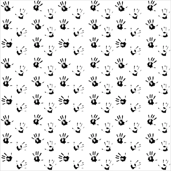 Seamless pattern hand print black — Stock Vector