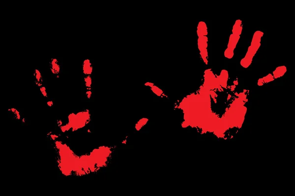 Кровавые отпечатки рук на черном — стоковый вектор