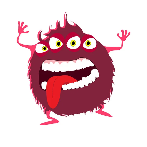 Kırmızı Renkli Goblin Şeytan Gözlü Aptal Oyuncak Çocukları Korkutuyor Çılgın — Stok Vektör