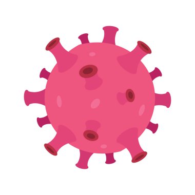 Virüs mikroorganizma bakterisi, 2019-ncov gribi ikonu, solunum patojeni, kırmızı salgın nedeni. Vektör mikrop hücresi, grip koronavirüs illüstrasyonu