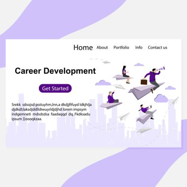 Kariyer beklentisi ve gelişim iniş sayfası. Vektör arama inovasyon fırsatı, lider adam meydan okuma kavramı, illüstrasyon için işbirliği stratejisi