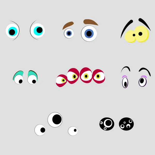 Monstros Olhos Set Desenhos Animados Alienígenas Vista Olhar Expressão Louco — Vetor de Stock