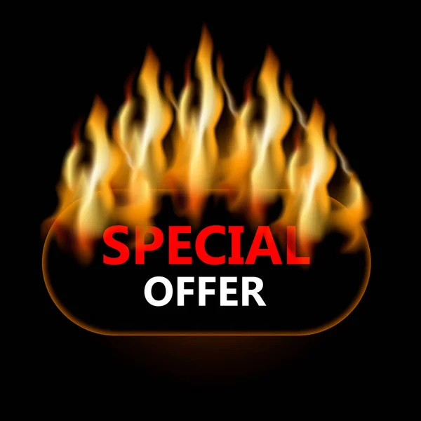 Özel fiyat etiketi, portakal ateşinde yanıcı rozet. Tüketim konsepti, mağaza perakendecisi indirimi ve internet satışı. Vektör illüstrasyonu