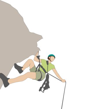 Solo climber with rope go to up. Illustration climber journey mountain, accomplish training to mount summit vector clipart