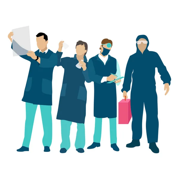 Linha Frente Médica Médicos Enfermeiros Cientistas Atendimento Emergência Vetorial Ilustração — Vetor de Stock