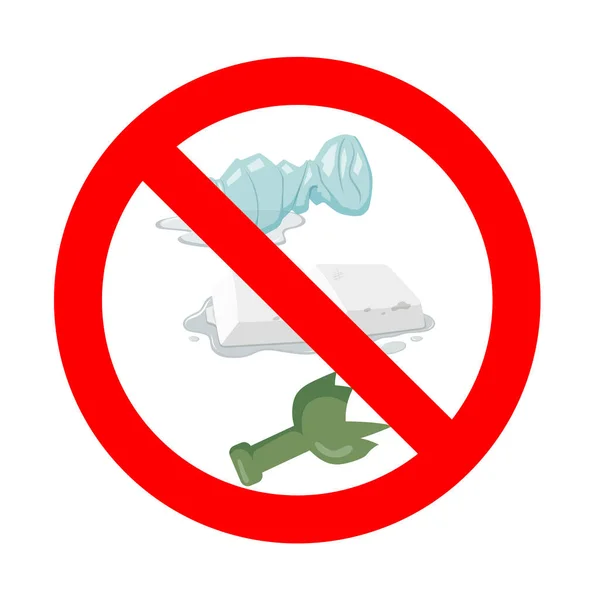 Δεν Πετάμε Σκουπίδια Διάνυσμα Εικονίδιο Προειδοποίηση Και Απαγορεύεται Δεν Σκουπίδια — Διανυσματικό Αρχείο