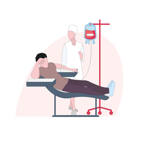 Donor Give Blood Charity Drip Supply Immediately Collect Transfusion Healthcare — 图库矢量图片