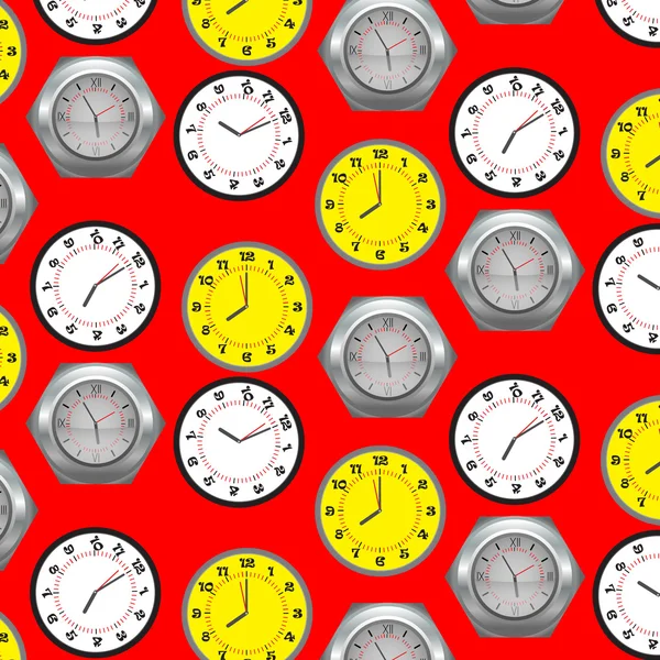 Seamless pattern clock — Stock Vector