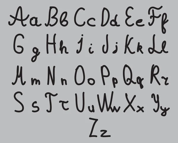 英語のアルファベット。ラフの手書き風フォント — ストックベクタ