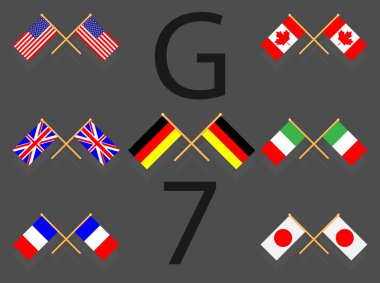 Flag set g7 clipart