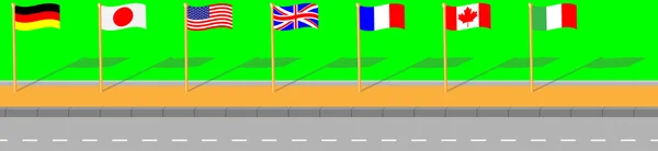 Straat met vlag G7 — Stockvector