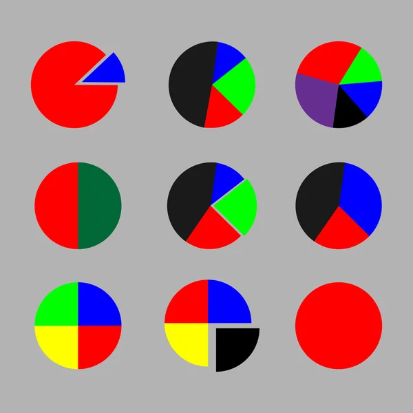 Uppsättning av cirkeldiagram färg platta — Stock vektor
