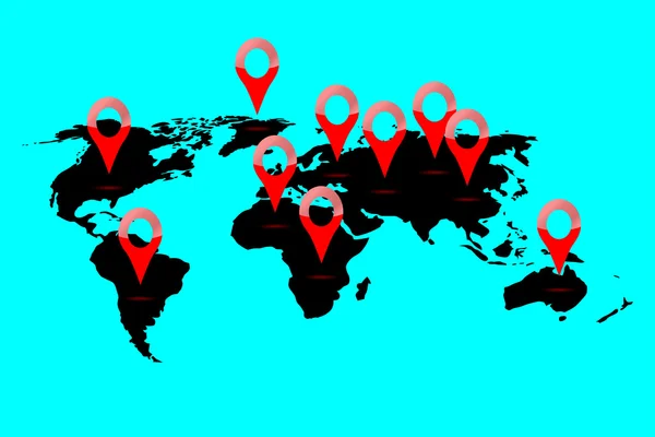 Wereldkaart locatie — Stockvector