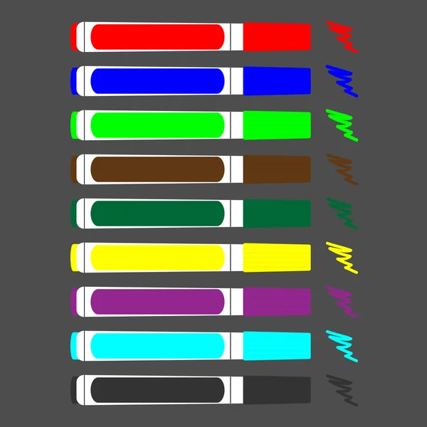 Conjunto de canetas coloridas de feltro — Vetor de Stock