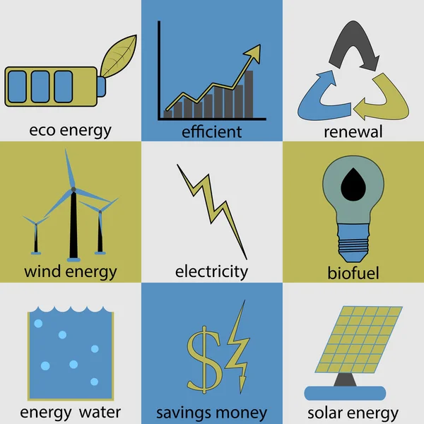 Sada ikon energie Eco — Stockový vektor