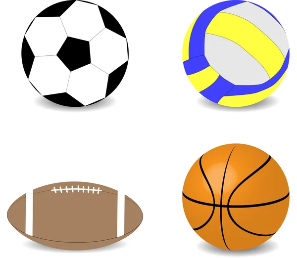 Palloni da rugby pallacanestro pallavolo da calcio — Vettoriale Stock