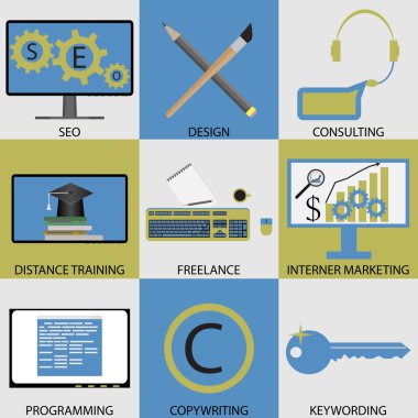 Uzak iş kavramı Icon set