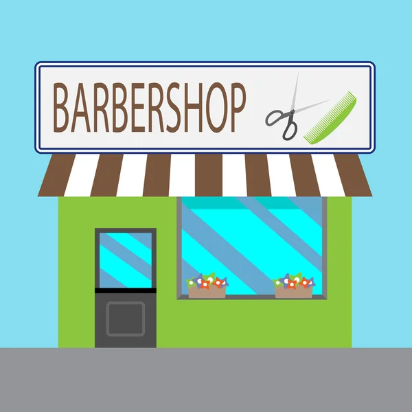Bâtiment de salon de coiffure style dessin animé — Image vectorielle