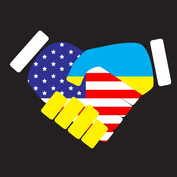 Symbol tegn håndtryk USA og Ukraine – Stock-vektor