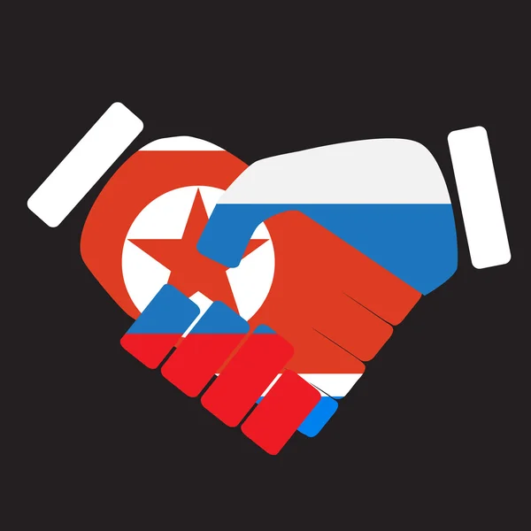 Sembol işareti el sıkışma Kuzey Kore ve Rusya