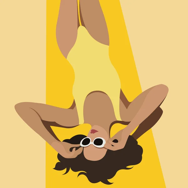 Vektor Illustration Zum Thema Sommerferien Schöne Junge Braun Gebrannte Mädchen — Stockvektor