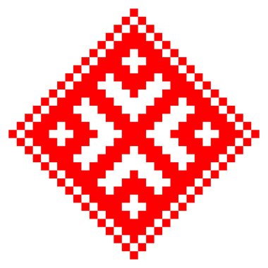 Beyaz arka planda etnik Ukrayna 'nın minimalist modelini temsil ediyor. Ukrayna işlemeli tişörtün geleneksel bir unsuru - vyshyvanka. Desen izole edildi. farklı şekillerde kullanılabilir..