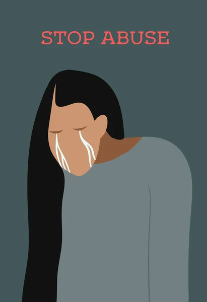 Vector Flat Design Illustration Social Poster Topic Abuse Women Very — Stock Vector
