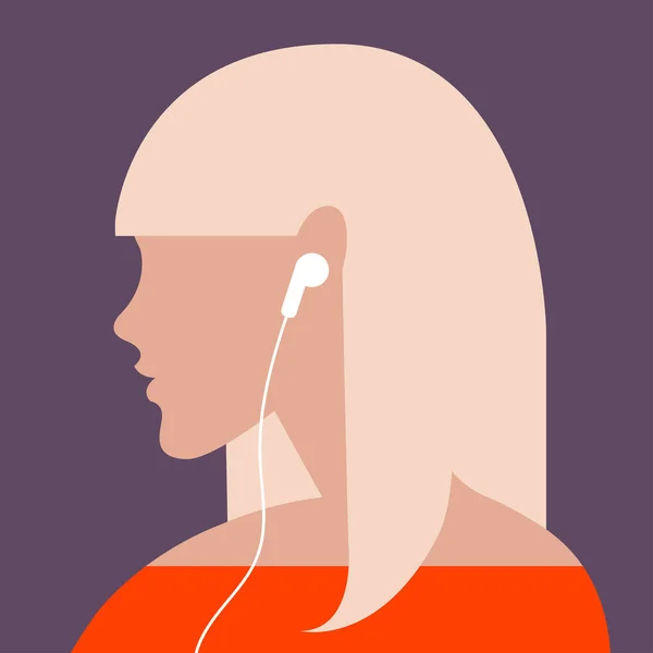 Illustration Vectorielle Minimaliste Une Fille Écoutant Podcast Livre Audio Musique — Image vectorielle
