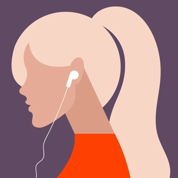Διανυσματική Μινιμαλιστική Απεικόνιση Ενός Κοριτσιού Που Ακούει Podcast Audio Book — Διανυσματικό Αρχείο