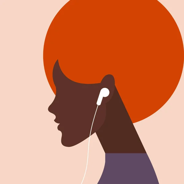 Illustration Vectorielle Minimaliste Une Fille Écoutant Podcast Livre Audio Musique — Image vectorielle