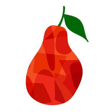 Beyaz zemin üzerinde izole edilmiş kırmızı armut vektör modayı soyut renk illüstrasyonu. Meyve, meyve suyu, çeşitli baskı, tasarım unsurları ve el ilanları için reklam olarak kullanılabilir.