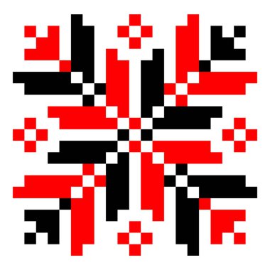 Beyaz arka planda izole edilmiş etnik halk Ukrayna minimalist deseni. Ukrayna işlemeli tişörtün geleneksel bir unsuru - vyshyvanka. tasarım ve dekorasyon ögeleri olarak kullanılabilir.