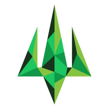 Beyaz bir arkaplanda izole edilmiş stilize edilmiş çokgen geometrik tarzda yapılmış Ukrayna Devlet Amblemi 'nin vektör çizimi. Web tasarımı, yazdırma, posterler, dekorasyon unsurları, ürünler için kullanışlı.