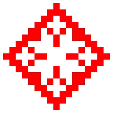 Beyaz arka planda izole edilmiş etnik halk Ukrayna minimalist deseni. Ukrayna işlemeli tişörtün geleneksel bir unsuru - vyshyvanka. tasarım ve dekorasyon ögeleri olarak kullanılabilir.