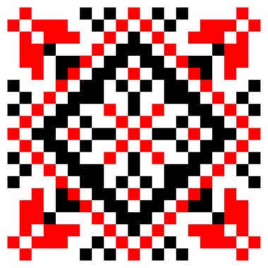 Beyaz arka planda izole edilmiş etnik halk Ukrayna minimalist deseni. Ukrayna işlemeli tişörtün geleneksel bir unsuru - vyshyvanka. tasarım ve dekorasyon ögeleri olarak kullanılabilir.