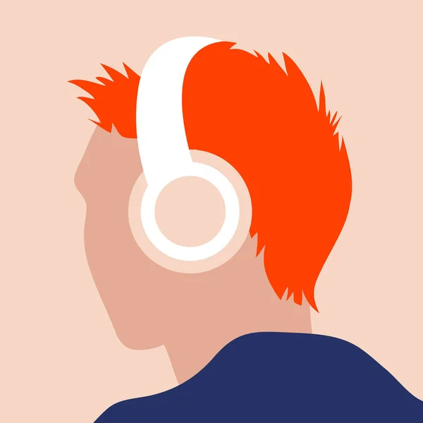 Διανυσματική Απεικόνιση Ενός Τύπου Ακουστικά Στα Αυτιά Του Ακούγοντας Ένα — Διανυσματικό Αρχείο