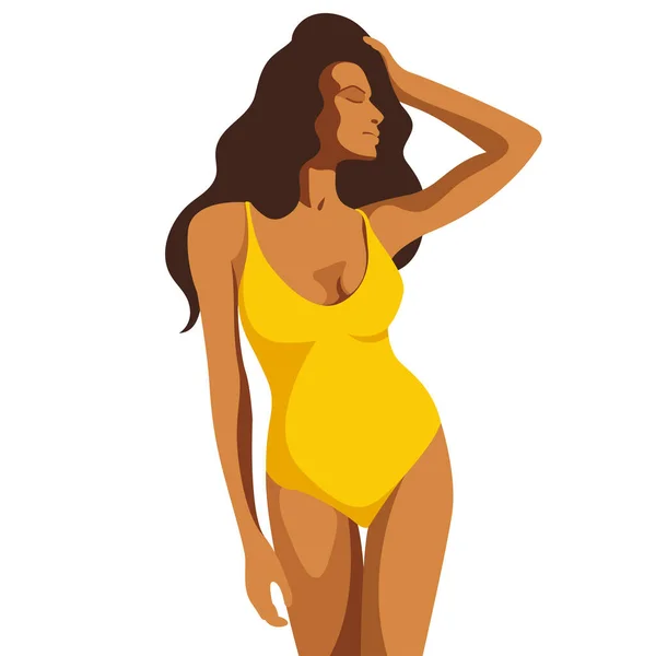 Vector Ilustración Moda Sobre Tema Las Vacaciones Verano Hermosa Chica — Archivo Imágenes Vectoriales