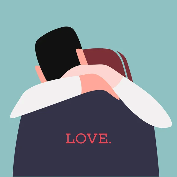 Vector Stylized Illustration Two People Love Hugging Nice Color Palette — Διανυσματικό Αρχείο