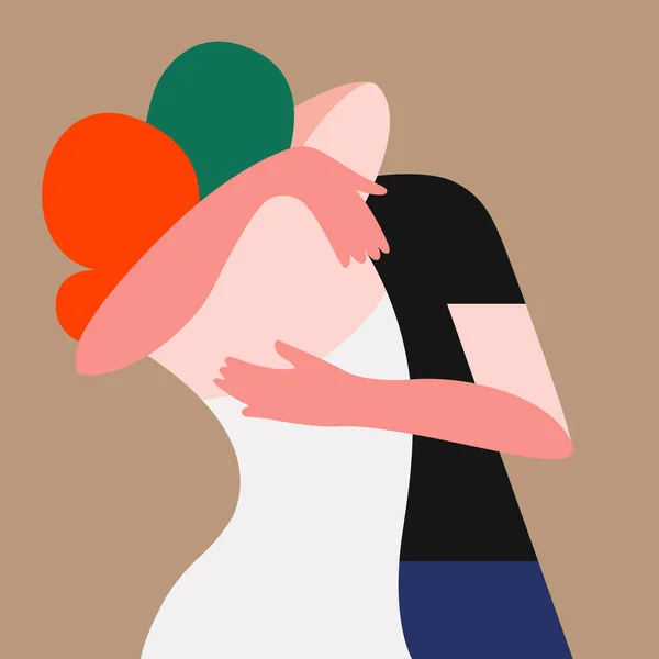Ilustración Vectorial Dos Personas Enamoradas Abrazándose Una Bonita Paleta Colores — Archivo Imágenes Vectoriales